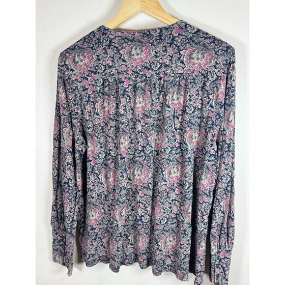 Lucky Brand Women’s Plus size Long Sleeve Shirt Blouse XL Boho Print Cotton - Picture 5 of 10